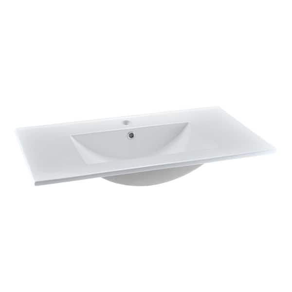 32 in. W x 18 in. D Bathroom Vanity with Ceramic Vanity Top in White with Integrated White Basin