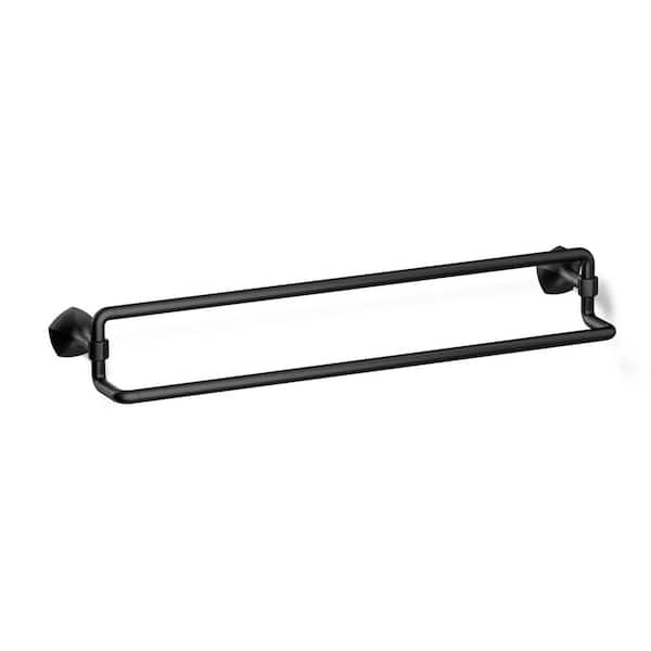Occasion 24 in. Wall Mounted Double Towel Bar in Matte Black