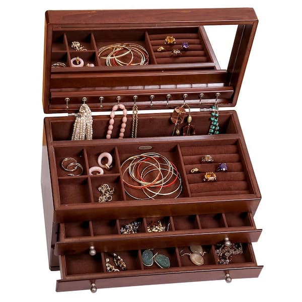 Mele & Co Brigitte Antique Walnut Finish Wooden Jewelry Box