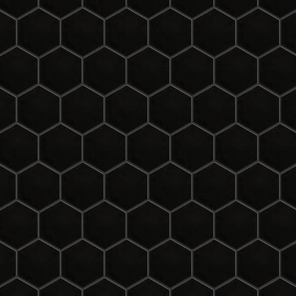 Merola Tile Metro 2 in. Hex Matte Black 11-1/8 in. x 12-5/8 in. Porcelain Mosaic Tile (10.0 sq. ft./Case)