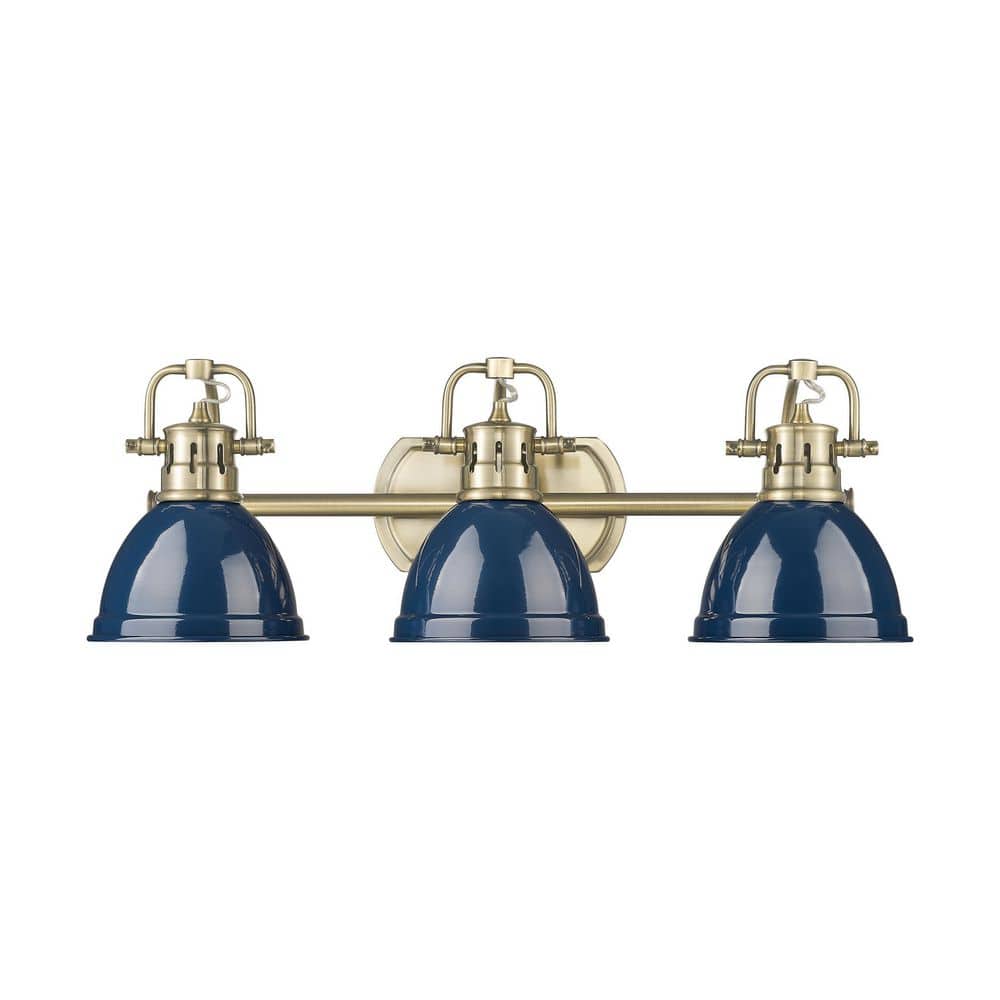 Duncan 8.25 in. 3 Light Aged Brass Vanity Light with Navy Blue Shade price history on PriceWatchPro