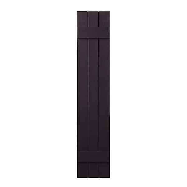 Ply Gem 11 in. x 47 in. Polypropylene Plastic 3-Board Closed Board and Batten Shutters Pair in Dark Berry