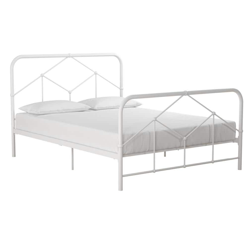 Novogratz Francis Farmhouse White Metal Queen Bed Frame 4368139N