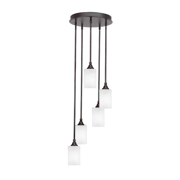 Unbranded Villa 5 Light Dark Granite Pendant, Cluster Pendant Light with 4 in. White Muslin Glass Shades, No Bulbs Included