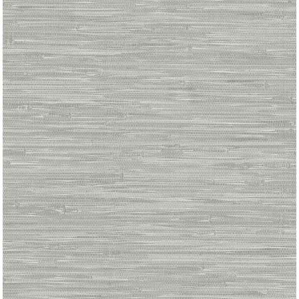 A-Street Prints Exhale Light Grey Woven Faux Grasscloth Wallpaper Sample