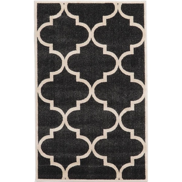 Unique Loom Trellis Austin Black 3' 3 x 5' 3 Area Rug