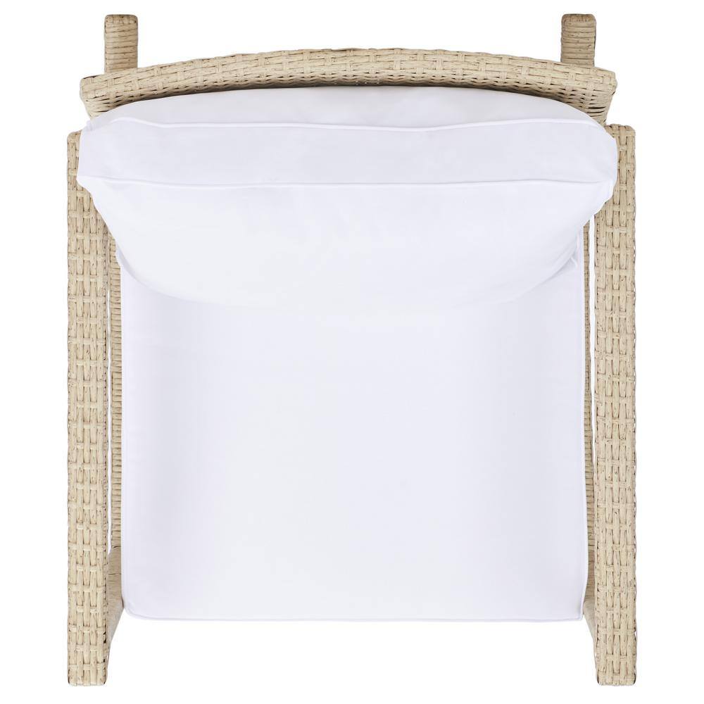 Beige and White Rattan Rocking Chair with Cushions