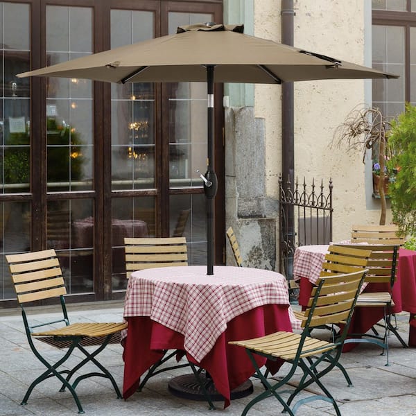 JOYESERY 7.5 ft. Outdoor Umbrellas Patio Market Table Outside Umbrellas Nonfading Canopy and Sturdy Ribs, Taupe