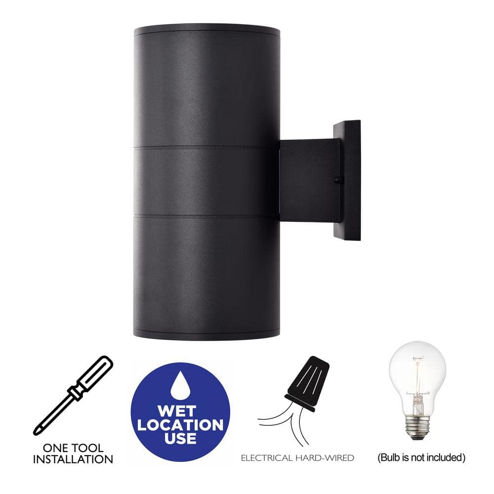 Matte Black Aluminum Cylinder Outdoor Wall Sconce