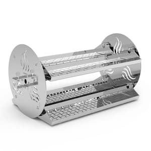 18 in. Stainless Steel Rotisserie Tumble Basket Round, BBQ Grill Rotisserie Rotating Trays