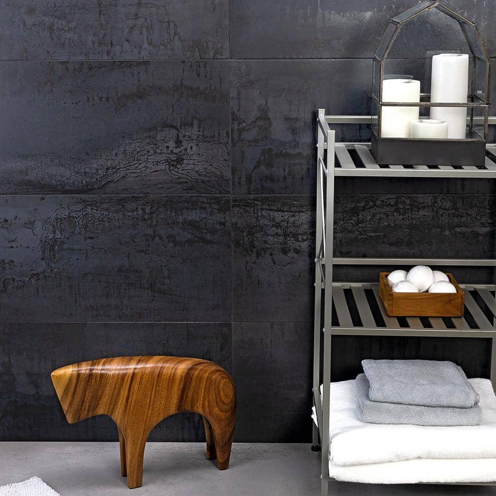 Large Dark Gray Matte Porcelain Rectified Floor and Wall Tile