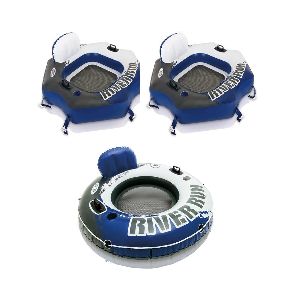 Intex Connect Inflatable Floating Tube 2 Pack with 1-Person Inflatable Tube