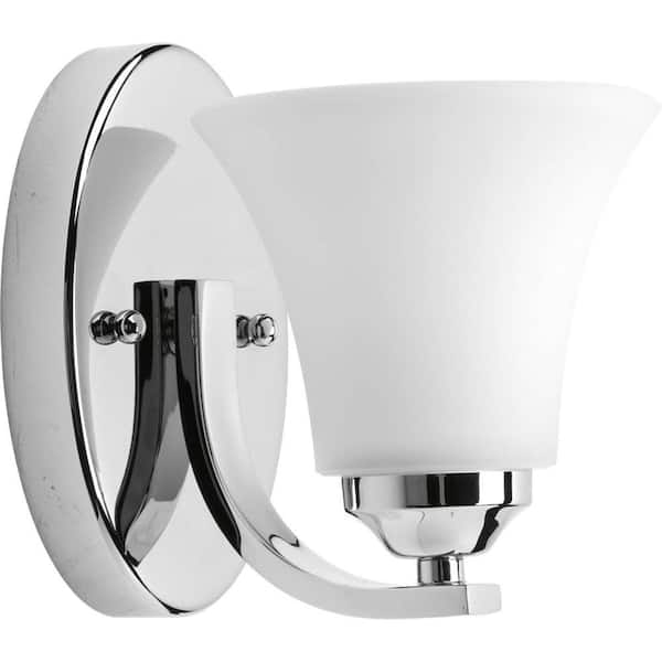 Progress Lighting Adorn Collection 1-Light Polished Chrome Etched Glass Traditional Bath Vanity Light