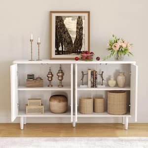 Ahlivia White Engineered Wood 59.4 in. Buffet Cabinet Sideboard with Shelves