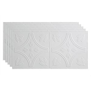 Traditional #5 2 ft. x 4 ft. Glue Up Vinyl Ceiling Tile in Gloss White (40 sq. ft.)