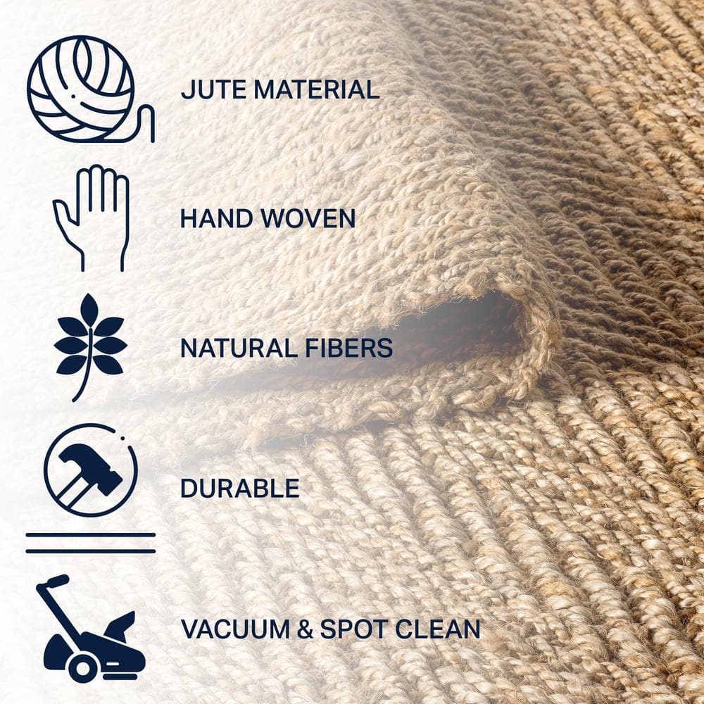 Espina Natural Chunky Jute Handwoven Square Area Rug, 6'