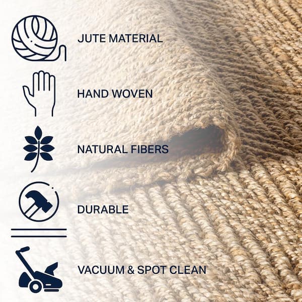 JONATHAN Y Pata Hand Woven Chunky Jute Natural 8 ft. x 10 ft. Area-Rug,  Farmhouse, Easy-Cleaning, for Bedroom, Kitchen, Living Room,NRF102A-8