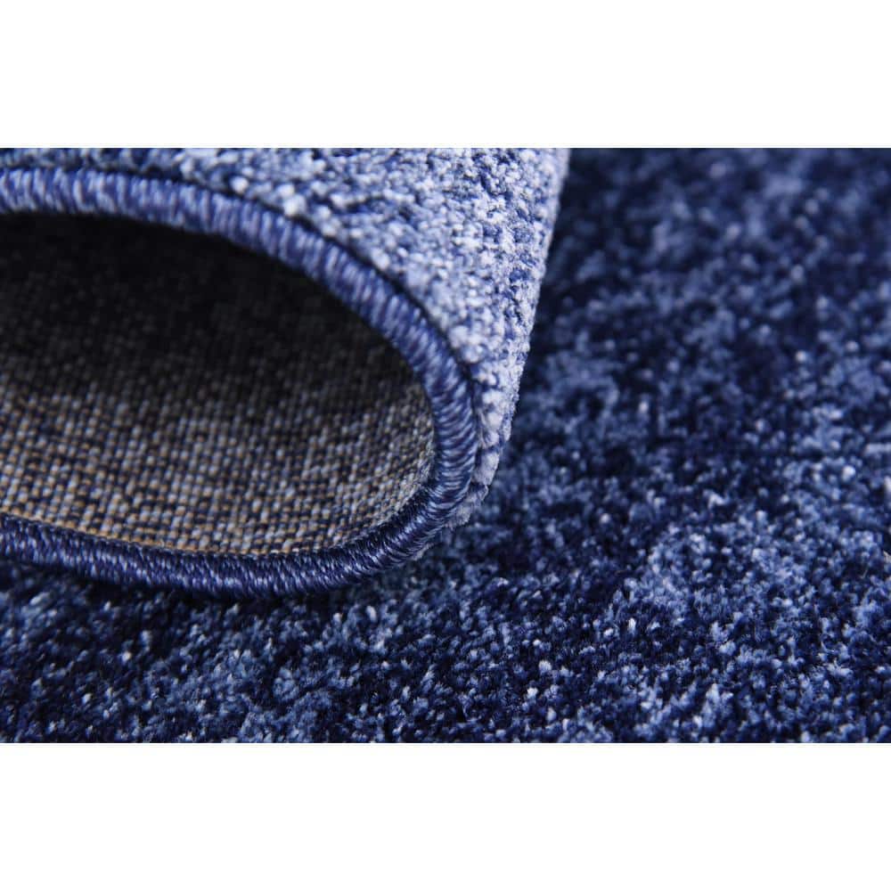 Navy Blue Tufted Stain-Resistant Rectangular Rug