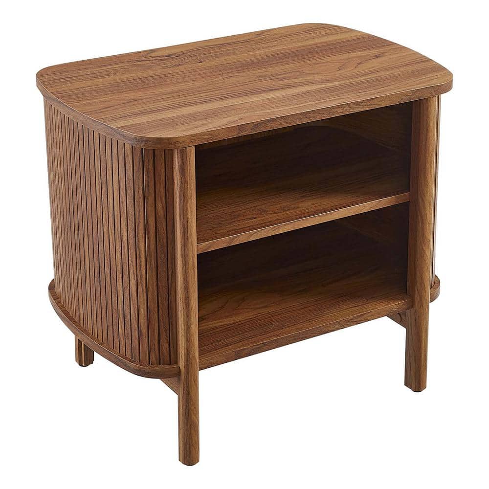 Cadence Walnut Fluted Open Shelf Nightstand