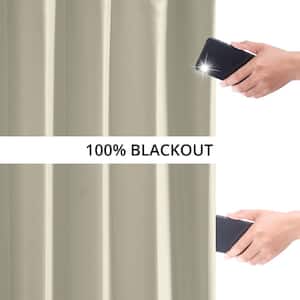 Off White Textured Rod Pocket Blackout Curtain - 50 in. W x 108 in. L (1 Panel)