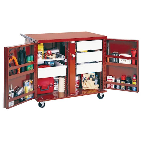 Crescent Jobox 49 in. W Home in. Casters Workbench with D Steel, The in. 6 Cabinet Duty 1 6 27 Drawer 678990 and Depot Heavy Rolling x - Shelf