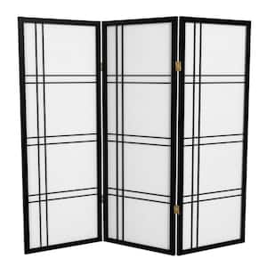 4 ft. Short Double Cross Shoji Screen - Black - 3 Panels