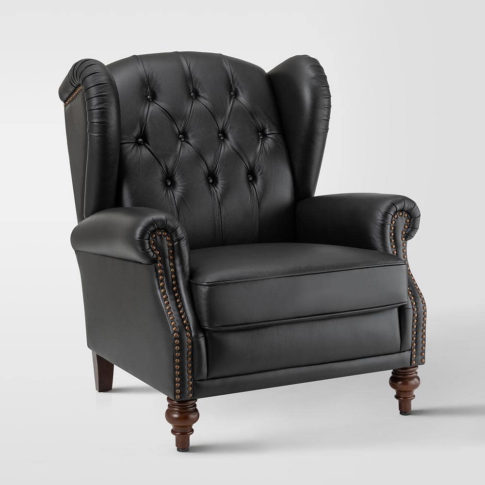 BlackDesign ChairCover L　ブラックデザイン JAYDEN CREATION Pablo Black 33 in. Wide Genuine Leather Arm