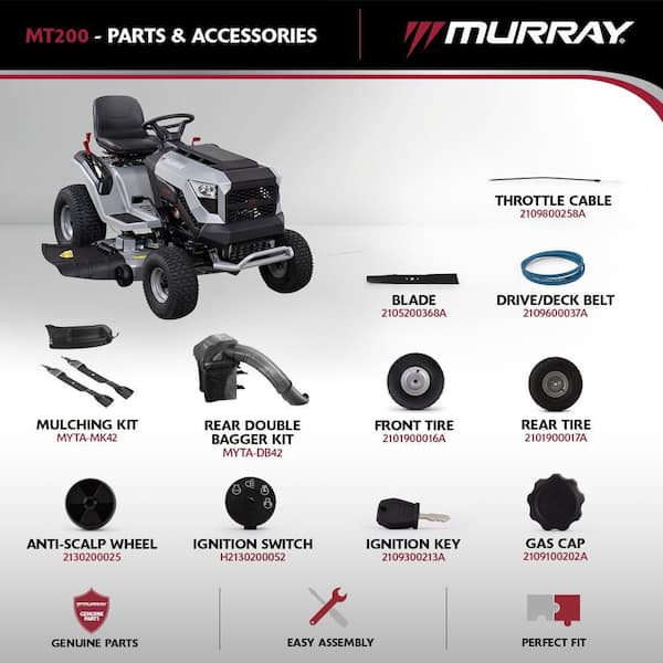 Murray - MT200 42 in. 19.0 HP 540cc EX1900 Series Briggs and Stratton Engine Automatic Gas Riding Lawn Tractor Mower