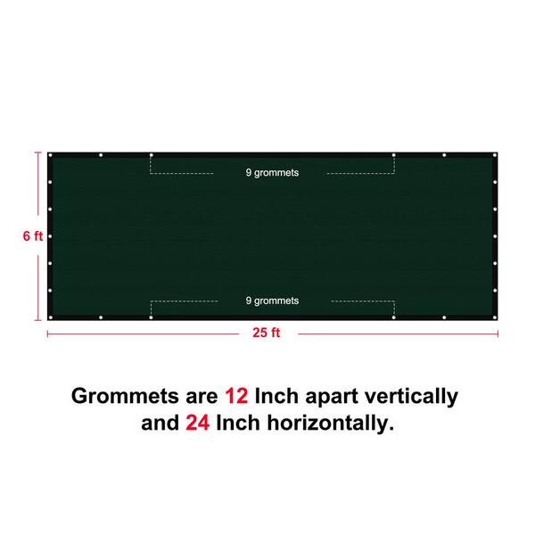 Privacy Fence Screen 90% Blockage Shade Cover Fencing Net for Wall Garden Gazebo Backyard,6*25 ft, Dark Green