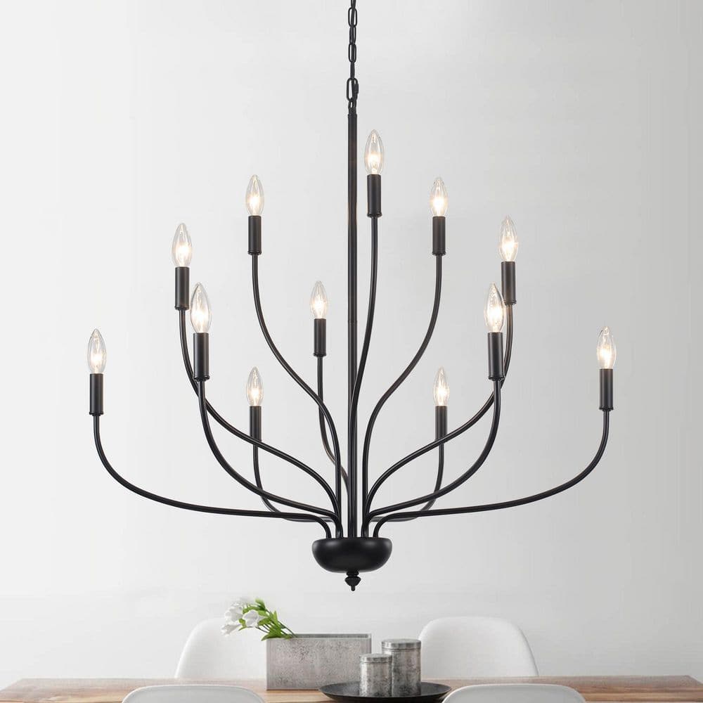 12-Light Black Candlestick Hanging Island Linear Chandelier Lighting Fixture for Kitchen Island price history on PriceWatchPro