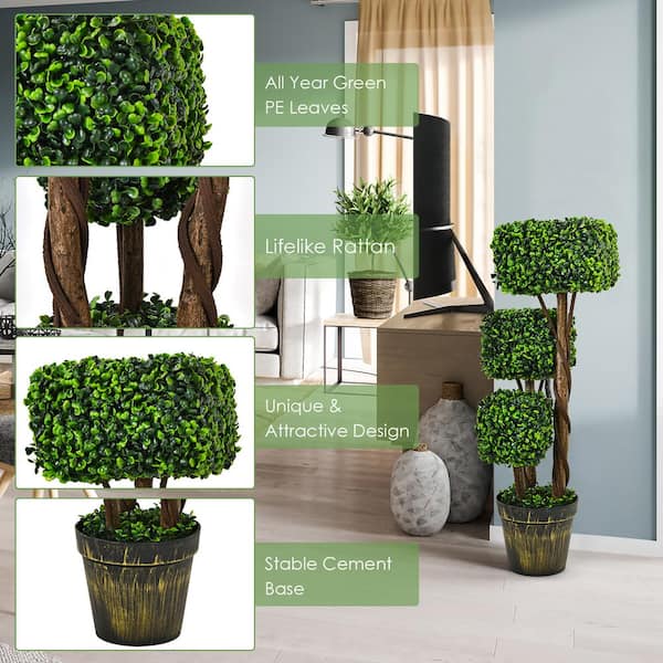 Costway 36 '' Green Artificial Boxwood Topiary Tree UV Costway 36 '' Green Artificial Boxwood Topiary Tree UV