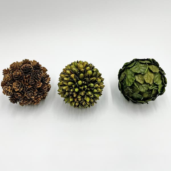 castellousa Preserved Pinecone and Oak Leaves Topiary Balls for Home Decor
