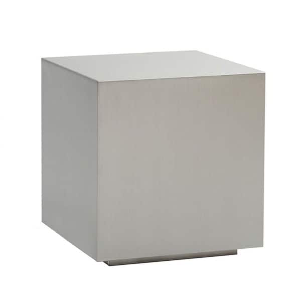 Benjara 18 in. Gray Square Metal End Table with Floating Plinth