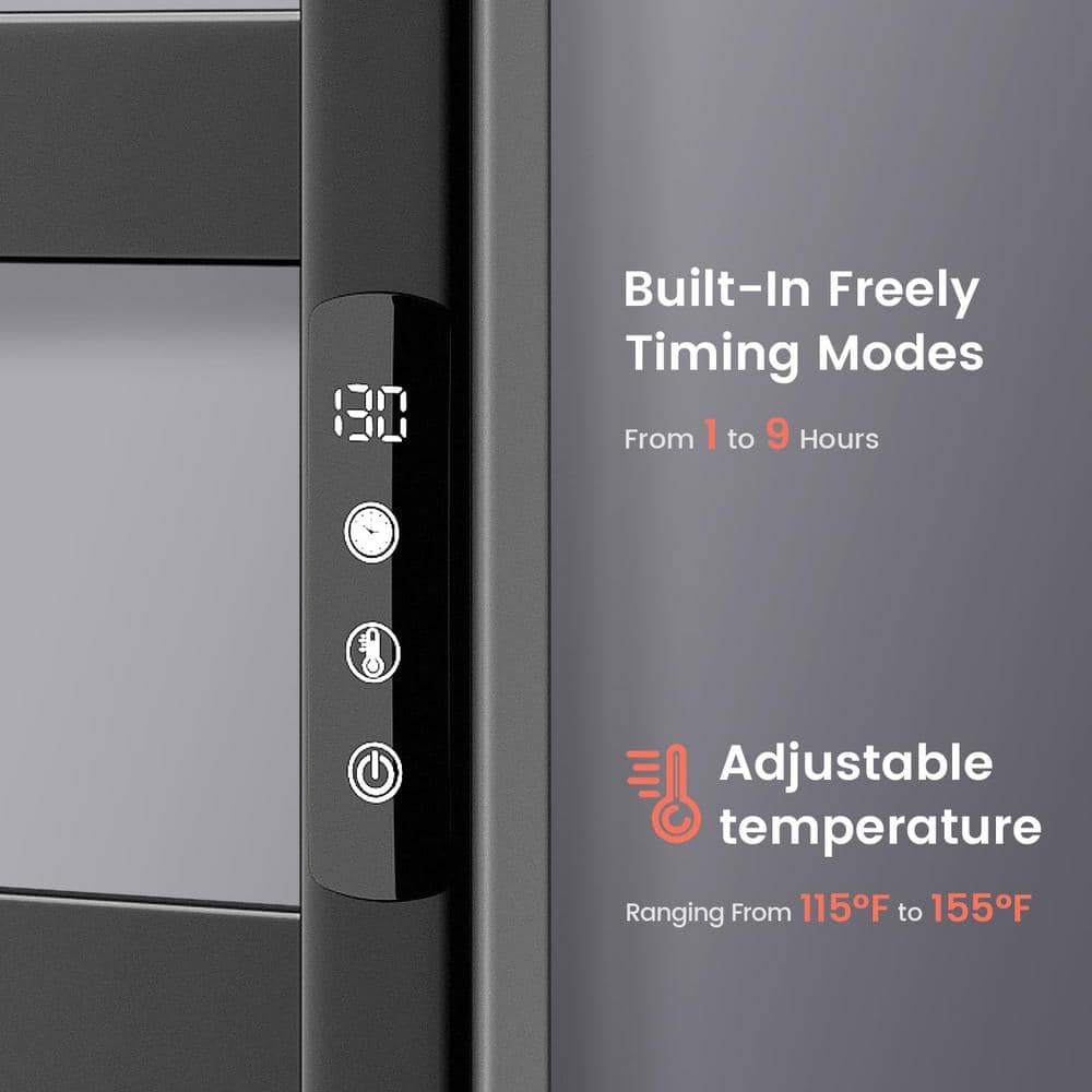 Matte Black 10-Bar Wall Mounted Electric Towel Warmer