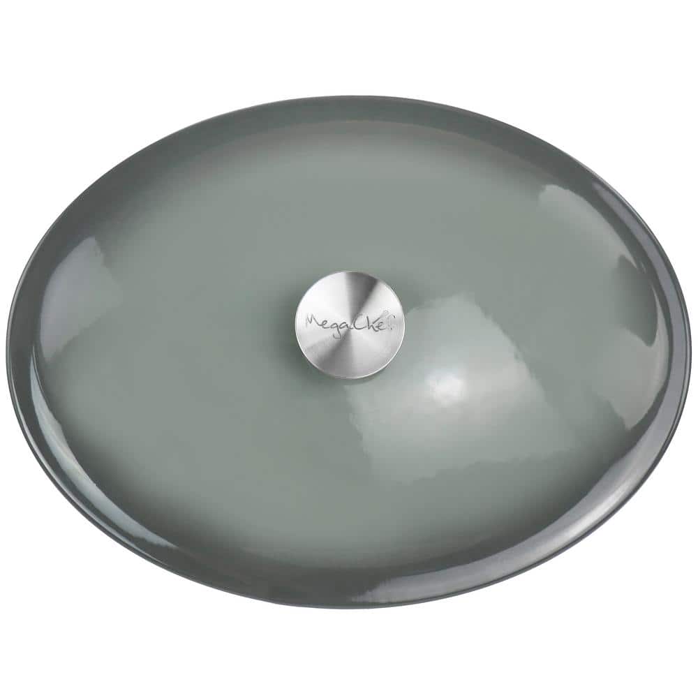 Gray 7-Quart Oval Enameled Cast Iron Casserole Dish