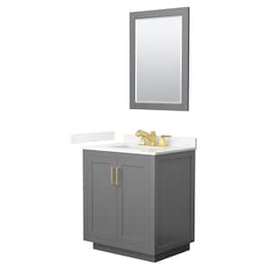 Miranda 30 in. W x 22 in. D x 33.75 in. H Single Bath Vanity in Dark Gray with Giotto Qt. Top and 24 in. Mirror