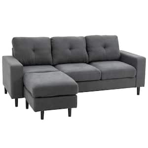 76 in. Width Gray Convertible Sectional Sofa Couch 4-Seats with Reversible Chaise, L-Shaped polyester Couch
