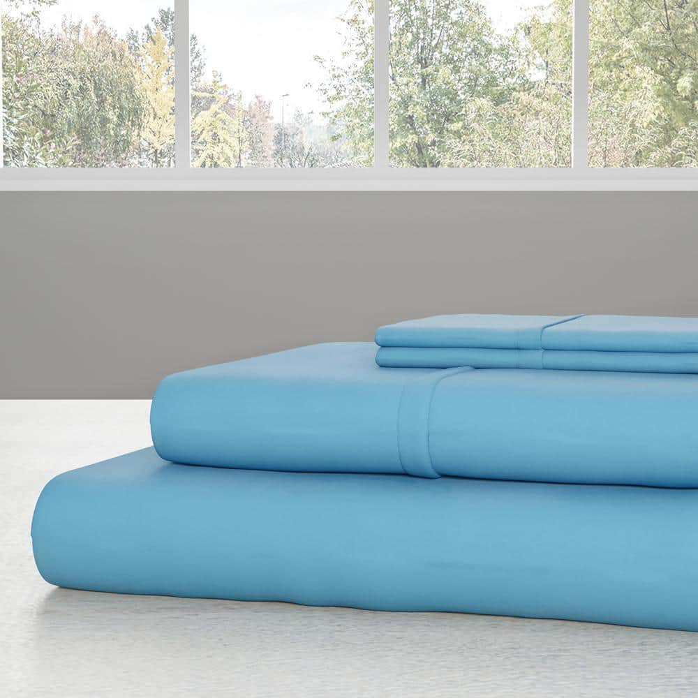 Light Blue Full Microfiber and Cotton Sheet Set