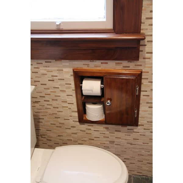 Yalikop Recessed Toilet Paper Holder With Storage Shelf - Stainless Steel, Matte Grey, In-Wall Mount