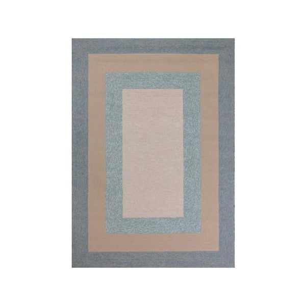 Blue, Beige 3 ft. x 5 ft. Hooked Polypropylene Rectangle Indoor/Outdoor Area Rug