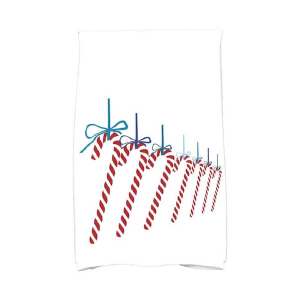 Unbranded 16 in. x 25 in. Teal Candy Canes Holiday Geometric Print Kitchen Towel
