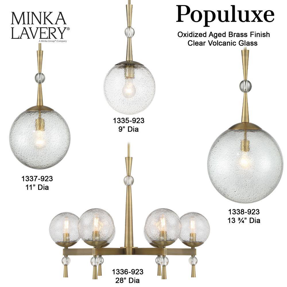 Mini Volcanic Glass & Aged Brass Indoor/Outdoor Pendant Light