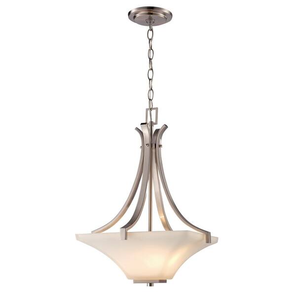 Bel Air Lighting Cameo 2-Light Brushed Nickel Hanging Kitchen Pendant Light with Frosted Glass Shade