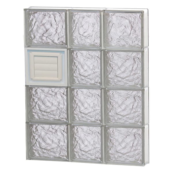 Clearly Secure 21.25 in. x 31 in. x 3.125 in. Frameless Ice Pattern Glass Block Window with Dryer Vent