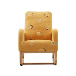 Mustard Polyester Rocking Chair with High Back and Side Pocket for Kids Room