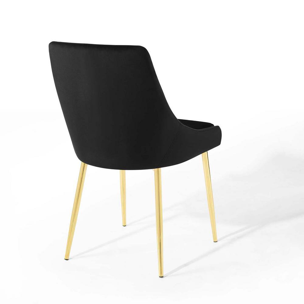 Gold Black Velvet Upholstered Side Chair with Metal Legs