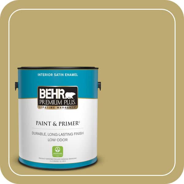 BEHR PREMIUM PLUS 1 gal. #370F-5 Coriander Seed Satin Enamel Low Odor Interior Paint & Primer