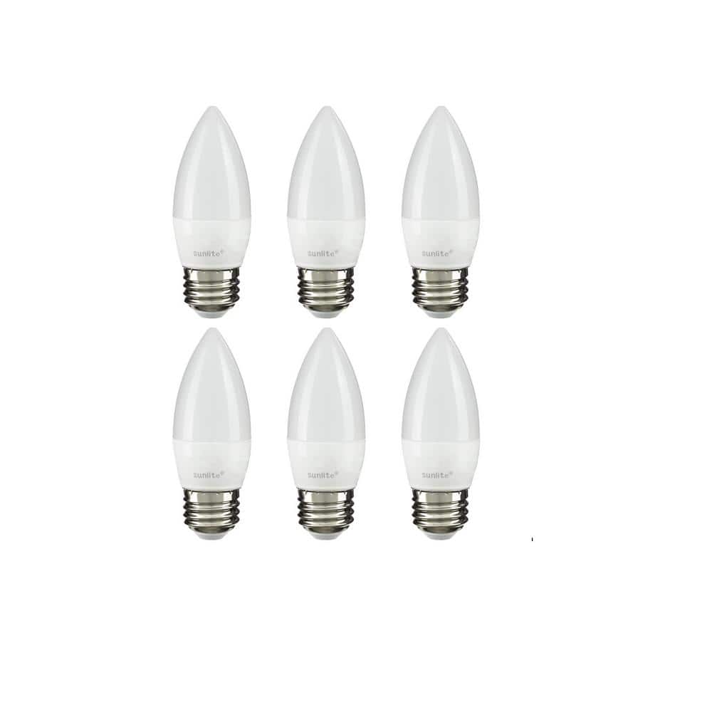 Sunlite 40-Watt Equivalent B10 Dimmable European E14 Base Frosted Torpedo  Tip Chandelier LED Bulb in Warm White 2700K, (6-Pack) HD03364-6 - The Home  Depot