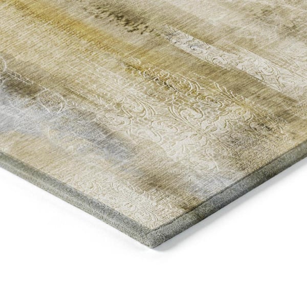 Taupe 8 ft. x 10 ft. Woven Border Polyester Rectangle Indoor/Outdoor Area Rug