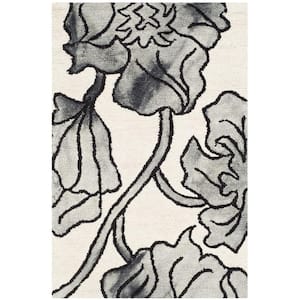 Dip Dye Ivory/Light Grey Doormat 2 ft. x 3 ft. Floral Area Rug